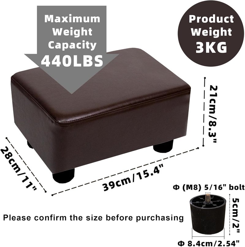 CAROLMADE Small Foot Stool Ottoman Footstool with Legs Under Desk Footrest for Living Room Bedroom and Office, Dark Brown - Image 3